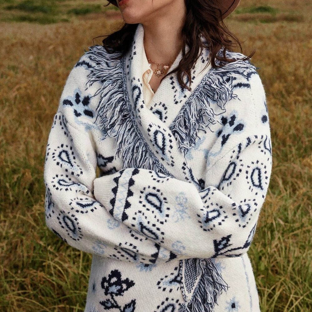 Multicolor Casual Women's Bohemian Cardigan - Picture 4 of 8